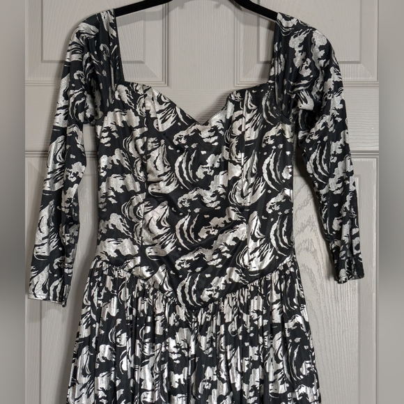 Vintage Off The Shoulder Metallic Maxi Dress Size S/M - Picture 2 of 4